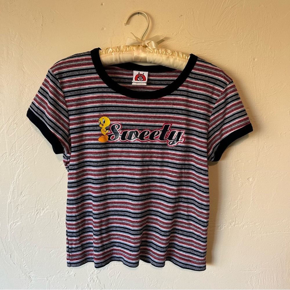 Vintage Looney Toons Tweety Bird ‘Sweety’ striped baby tee.